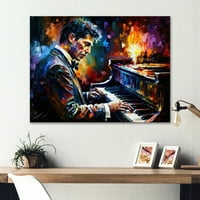 Дизајнрт човек кој игра пијано III платно wallидна уметност