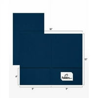 Папката за презентација на луксуз Waper W Предната обвивка Долна десна картичка, наутички сина постелнина, 250 пакувања