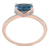 Тангело 2- Карат Т.Г.В. Лондон-сина топаз и дијамантски акцент 10к прстен за ангажман на розово злато