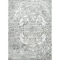 Нулум Лорен текстурирал апстрактен лавиринт област килим, 6 '7 9', сива