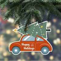 Винкрафт среќен празничен автомобил со дрво 5 дрво украс