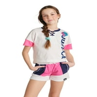 Правда девојки j-sport маица со чипка во боја, големини xs-xl плус