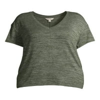 Terra & Sky Women's Plus Super Super Soft Herhedered маица со кратки ракави