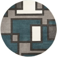 Добро ткаени рубински имагинација квадрати модерни современи сини геометриски блокови 5'3 килим со тркалезна област
