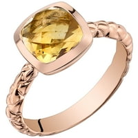 Ораво КТ перница исечен жолт прстен на агтрин солитер во злато од роза од 14 килограми