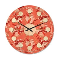 DesignArt „Црвени цвеќиња на птица од рај“ со модерен wallиден часовник од средниот век