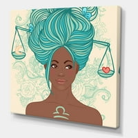Портрет на жена од Афроамериканец со сина коса, сликам платно уметнички принт