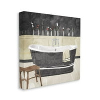 Sulpell Industries Bath Tub Enterior Design Црно -бело сликарство платно wallидна уметност од Мили Вила