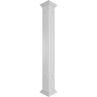 Ekena Millwork 10 W 8'H Craftsman Classic Square Non-Tapered San Carlos Mission Style Fretwork Column W Crown Capital & Crown
