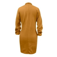 outfmvch блејзер јакни за жени долг капут реверack јакна кардиган долг тенок мантил со џеб женски врвови жолта