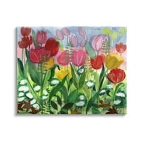 Stuple Industries бујни разновидни пролетни лалиња цветаат цветна ливада галерија завиткано платно печатење wallидна уметност,