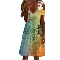 Летни Фустани За Жени Печатење Со Кратки Ракави Чипка Фустан V-Вратот Ладно Рамо Миди Фит И Одблесокот Y2K Мода Елегантен Партија