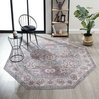 Обединети ткајачи шарм што блескаат транзициски граничен октагон област килим, повеќебојни, 7'10 7'10