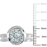 Miabella Women's'simsенски 1- CT Aquamarine CT Diamond 10kt Бело злато со 2 парчиња вртливиот прстен