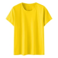 Пунтоко Летен Врв За Женска Цврста Маица Со Кратки Ракави Блуза Лабави Врвови Жолта 12