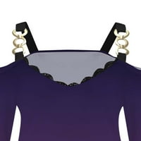 Женски Врвови Со Долги Ракави Модна Блуза Со Градиент На Вратот Кошула Во Боја