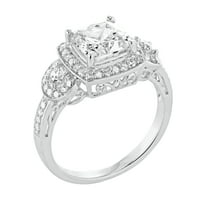 Jayеј срце дизајнира стерлинг сребро симулиран бел дијамантски перничен камен прстен